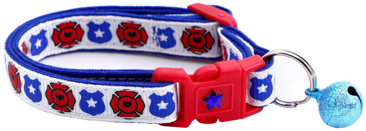 Fire & Police Badges Cat Collar – Breakaway Safety Collar for Cats & Kittens - The Max & Rex Collection