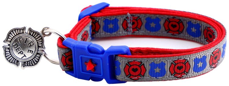 Fire & Police Badges Cat Collar – Breakaway Safety Collar for Cats & Kittens - The Max & Rex Collection