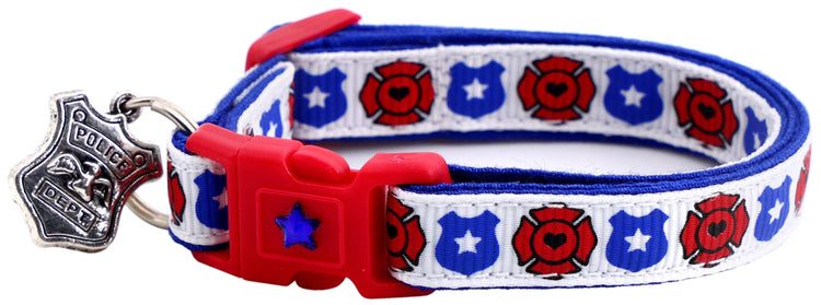 Fire & Police Badges Cat Collar – Breakaway Safety Collar for Cats & Kittens - The Max & Rex Collection