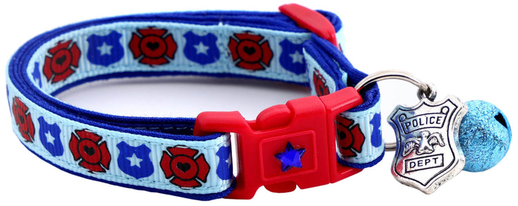Fire & Police Badges Cat Collar – Breakaway Safety Collar for Cats & Kittens - The Max & Rex Collection