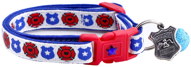 Fire & Police Badges Cat Collar – Breakaway Safety Collar for Cats & Kittens - The Max & Rex Collection