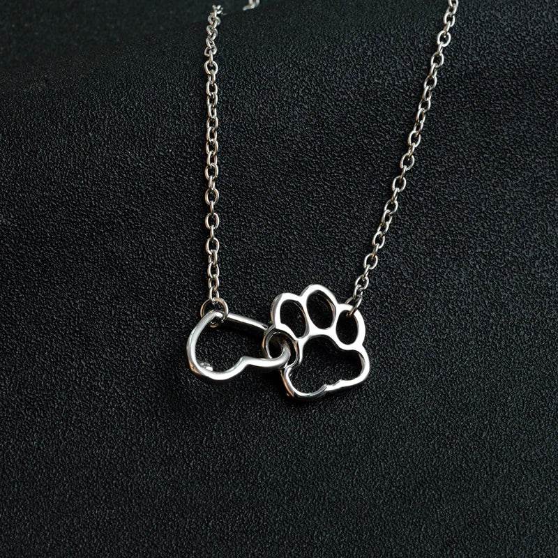 Heart & Dog Paw Charm Necklace Puppy Foot Print Lover Pet Jewelry Best Gifts for Women - The Max & Rex Collection