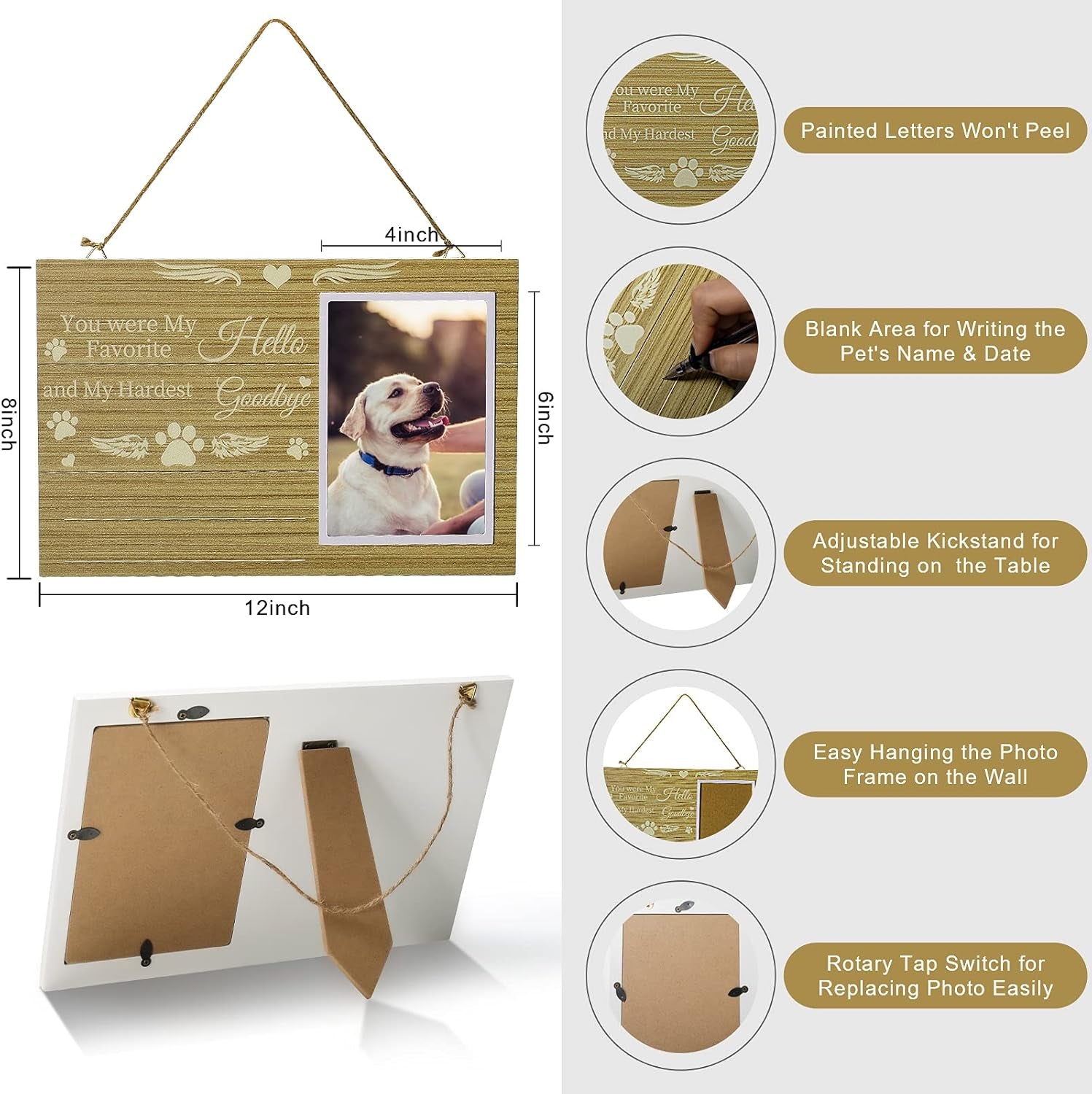 Pet Memorial Gifts Set Including Cat/Dog Memorial Picture Frame, Urn Necklace for Ashes for Women/Men and Pet Urns for Dog Ashes Small 3Pcs/2Pcs, as Dog Memorial Gifts/Pet Loss Gifts