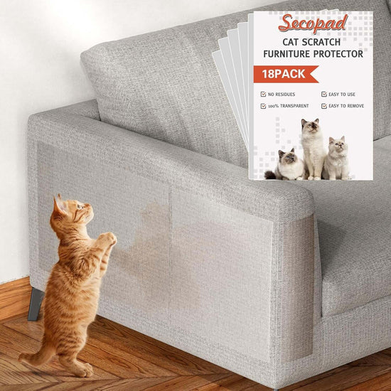 18 Pcs Large Cat Scratch Furniture Protector, Transparent Couch Protector from Cat Claws, Single-Sided Self Adhesive anti Pet Deterrent Sofa Cover, 17In