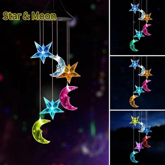 Solar Garden Wind Chime – LED Color-Changing Lights with Crystal Ball & Hummingbird Design - The Max & Rex Collection