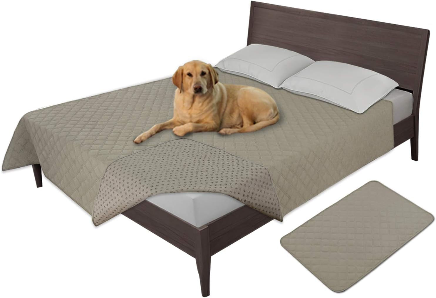 Easy-Going 100% Waterproof Dog Bed Cover Washable Couch Cover Non-Slip Sofa Cover Leakproof Blanket Furniture Protector Cover Reusable Incontinence Bed Underpads for Pets Kids Dog Cat(68X82 In,Gray)