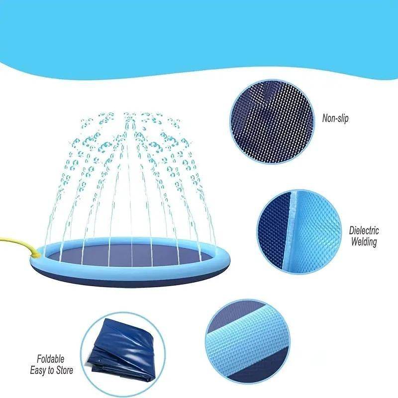 Round Spray Water Pad - Durable Pet Sprinkler Toy for Dogs | Interactive Outdoor Summer Water Play Mat - The Max & Rex Collection