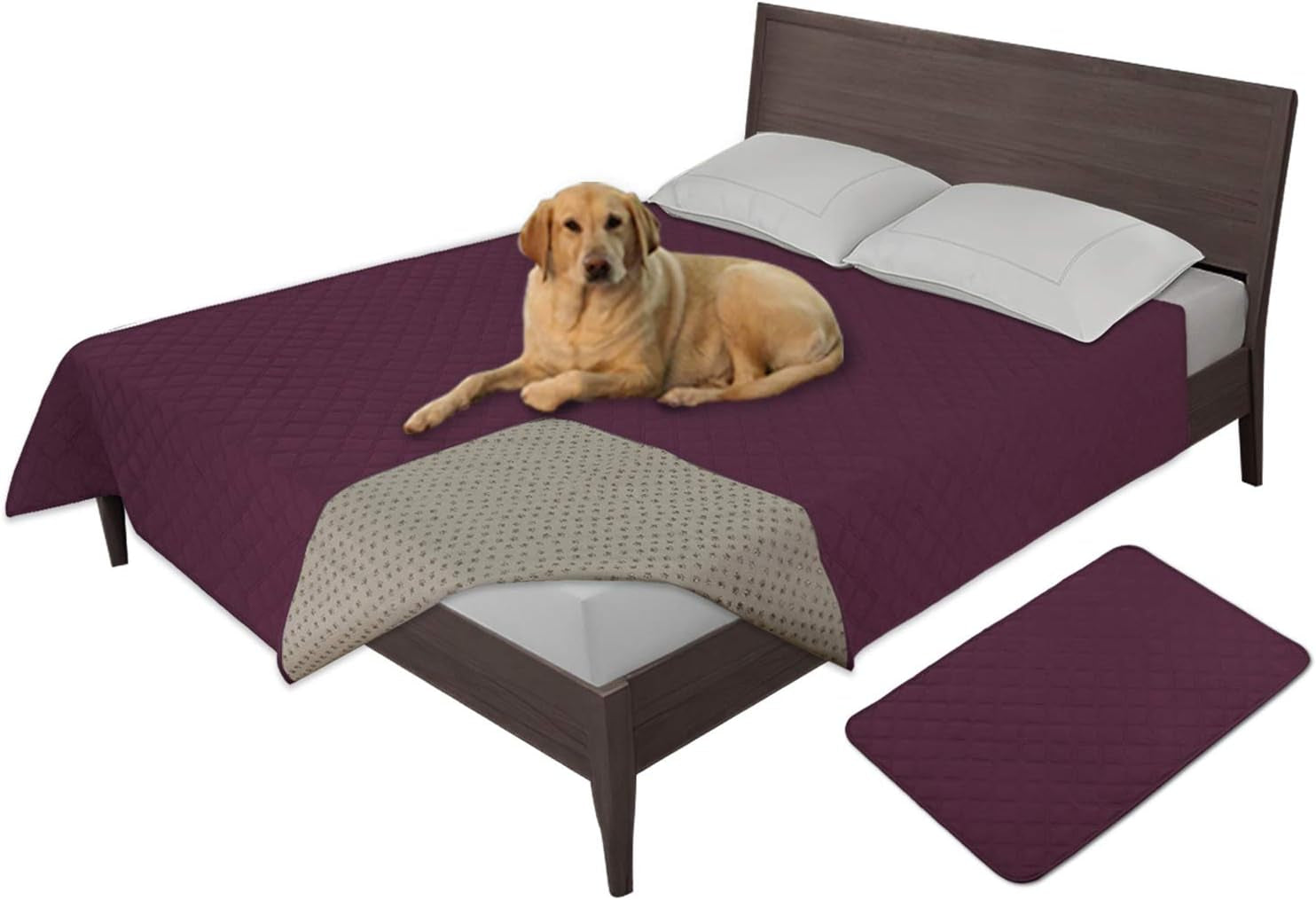 Easy-Going 100% Waterproof Dog Bed Cover Washable Couch Cover Non-Slip Sofa Cover Leakproof Blanket Furniture Protector Cover Reusable Incontinence Bed Underpads for Pets Kids Dog Cat(68X82 In,Gray)