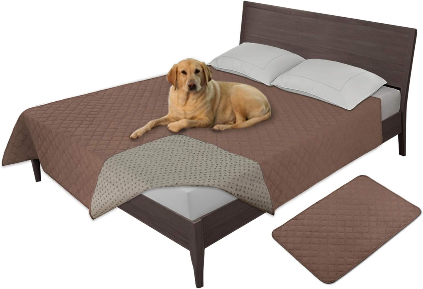 Easy-Going 100% Waterproof Dog Bed Cover Washable Couch Cover Non-Slip Sofa Cover Leakproof Blanket Furniture Protector Cover Reusable Incontinence Bed Underpads for Pets Kids Dog Cat(68X82 In,Gray)