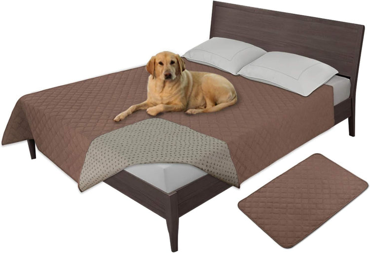 Easy-Going 100% Waterproof Dog Bed Cover Washable Couch Cover Non-Slip Sofa Cover Leakproof Blanket Furniture Protector Cover Reusable Incontinence Bed Underpads for Pets Kids Dog Cat(68X82 In,Gray)