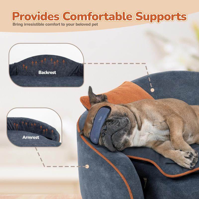 Premium Elevated Dog Couch with Support Bolster - Removable Mat & Orthopedic Foam | Modern Pet Sofa for Small-Medium Dogs & Cats - The Max & Rex Collection