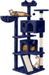 Topeakmart 57 Inches Multi-Level Cat Tree Cat Condo with Scratching Posts Kittens Activity Tower Pet Play House Furniture