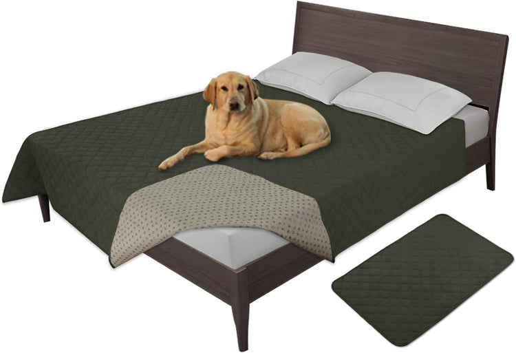 Easy-Going 100% Waterproof Dog Bed Cover Washable Couch Cover Non-Slip Sofa Cover Leakproof Blanket Furniture Protector Cover Reusable Incontinence Bed Underpads for Pets Kids Dog Cat(68X82 In,Gray)