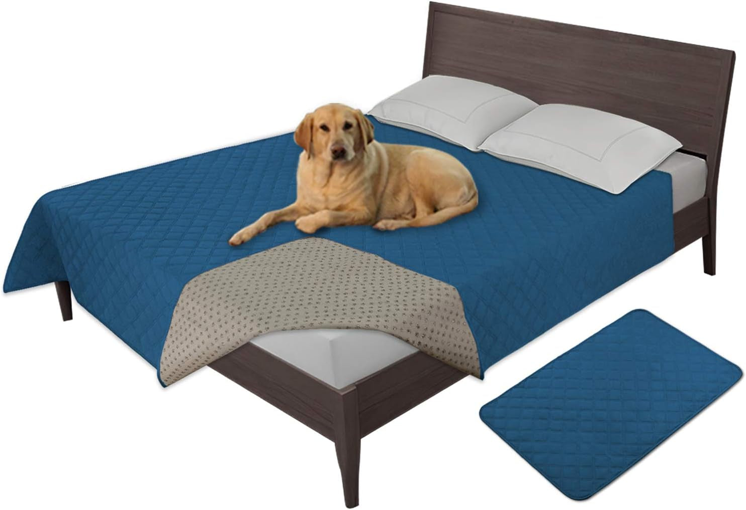 Easy-Going 100% Waterproof Dog Bed Cover Washable Couch Cover Non-Slip Sofa Cover Leakproof Blanket Furniture Protector Cover Reusable Incontinence Bed Underpads for Pets Kids Dog Cat(68X82 In,Gray)