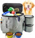 Dog Travel Bag Airline Approved Travel Set for Dogs of Stores All Your Dog Accessories - Includes Travel Bag, 2X Food Storage Containers and 2X Collapsible Dog Bowls (Grey)