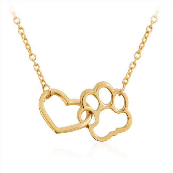 Heart & Dog Paw Charm Necklace Puppy Foot Print Lover Pet Jewelry Best Gifts for Women - The Max & Rex Collection