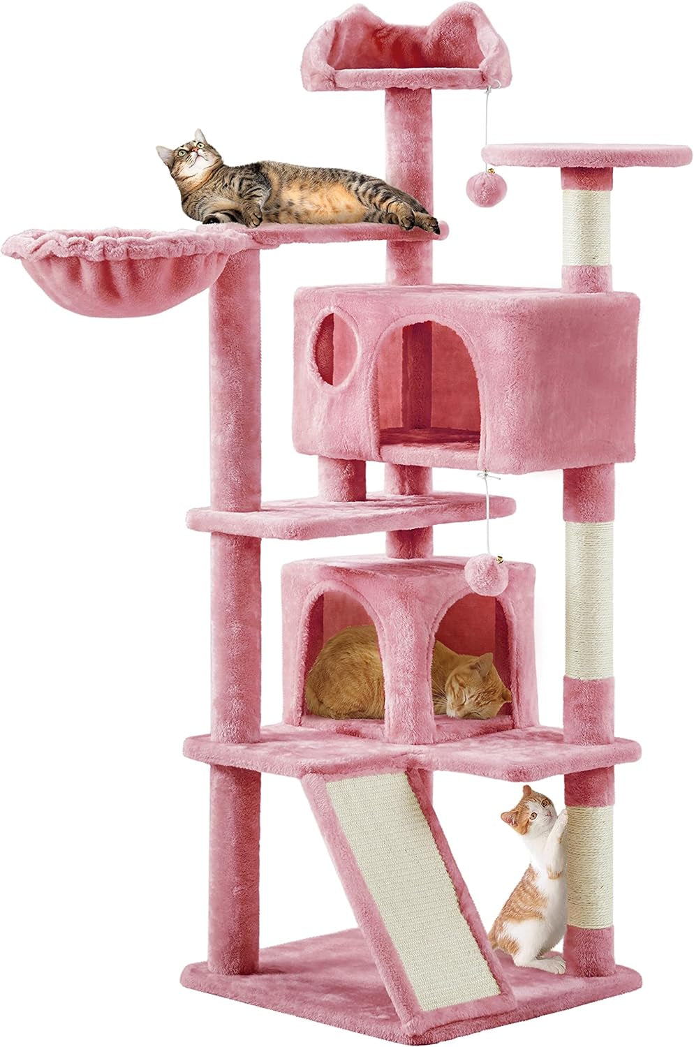 Topeakmart 57 Inches Multi-Level Cat Tree Cat Condo with Scratching Posts Kittens Activity Tower Pet Play House Furniture