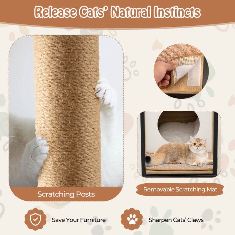 Modern Cat End Table with Scratching Post - The Max & Rex Collection
