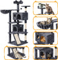 Topeakmart 57 Inches Multi-Level Cat Tree Cat Condo with Scratching Posts Kittens Activity Tower Pet Play House Furniture