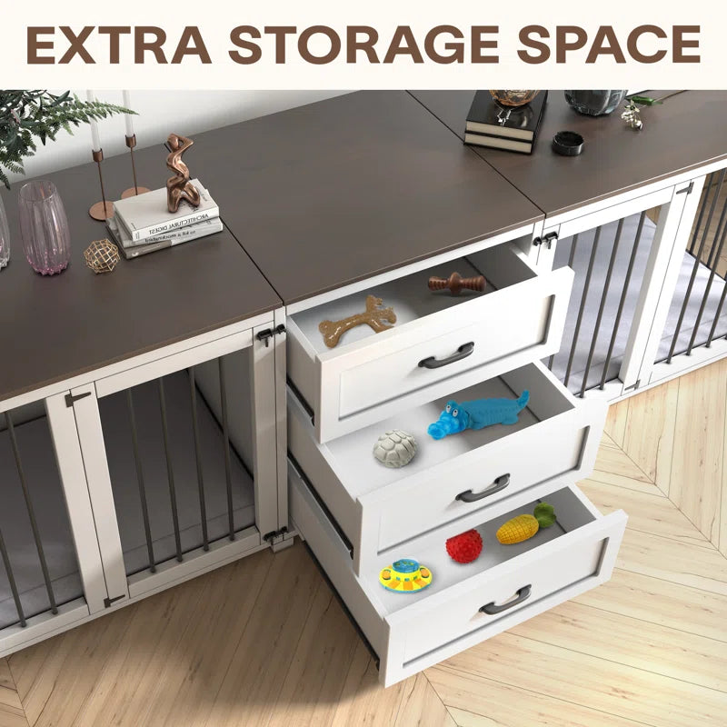 Furniture Style Wooden Dog Crate with 3 Drawers