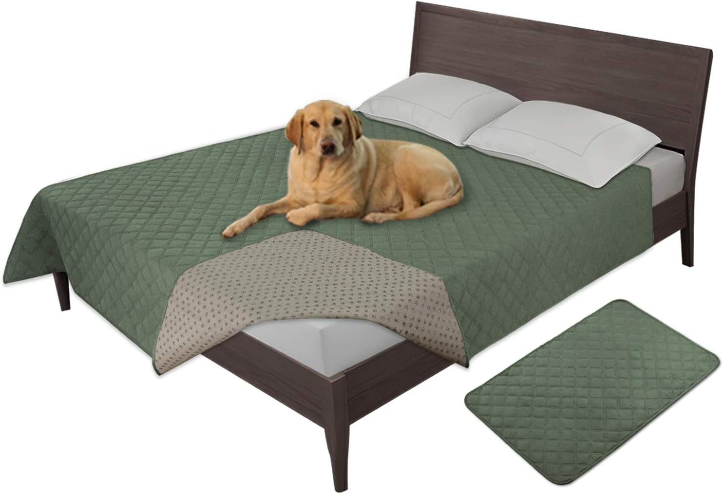 Easy-Going 100% Waterproof Dog Bed Cover Washable Couch Cover Non-Slip Sofa Cover Leakproof Blanket Furniture Protector Cover Reusable Incontinence Bed Underpads for Pets Kids Dog Cat(68X82 In,Gray)