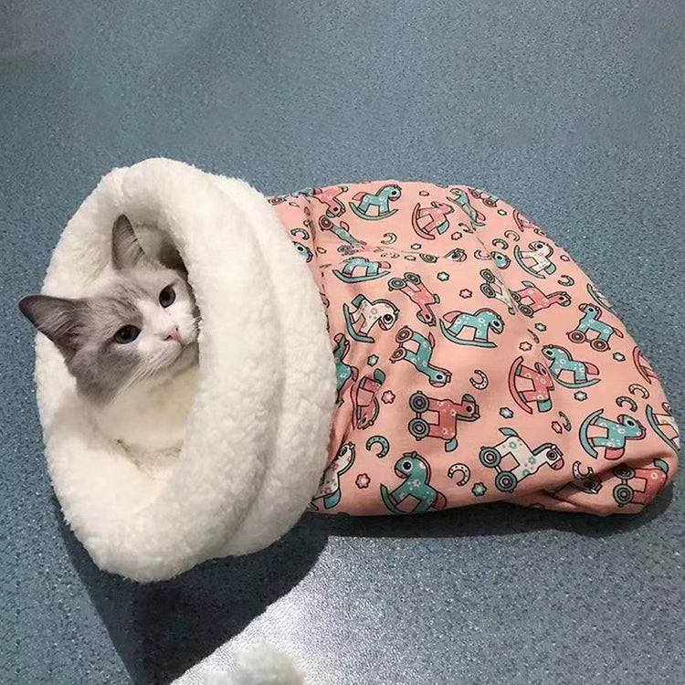 Fluffy Cat Sleeping Bag - Thickened Winter Pet Pocket Bed | Ultra-Soft Warm Quilt Nest for Cats & Small Dogs - The Max & Rex Collection