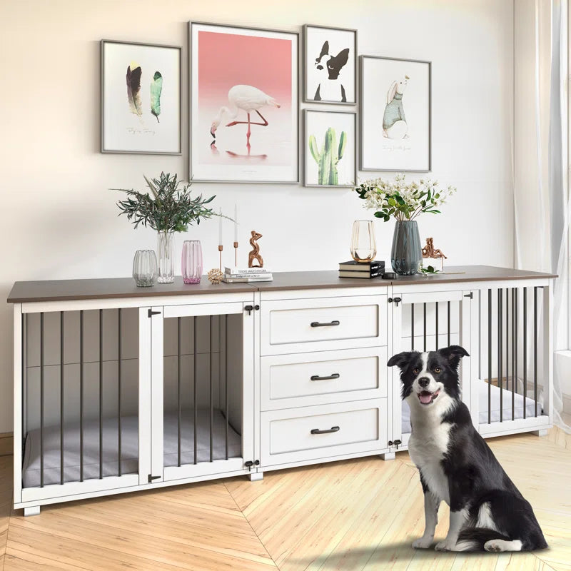 Furniture Style Wooden Dog Crate with 3 Drawers