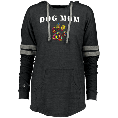 Dog Mom Hoodie – Women’s Vintage Pullover with Colorful Paw Print - The Max & Rex Collection