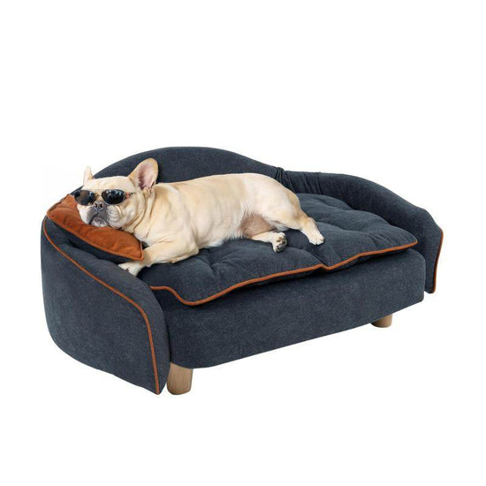 Premium Elevated Dog Couch with Support Bolster - Removable Mat & Orthopedic Foam | Modern Pet Sofa for Small-Medium Dogs & Cats - The Max & Rex Collection