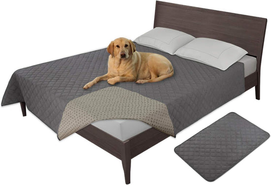Easy-Going 100% Waterproof Dog Bed Cover Washable Couch Cover Non-Slip Sofa Cover Leakproof Blanket Furniture Protector Cover Reusable Incontinence Bed Underpads for Pets Kids Dog Cat(68X82 In,Gray)