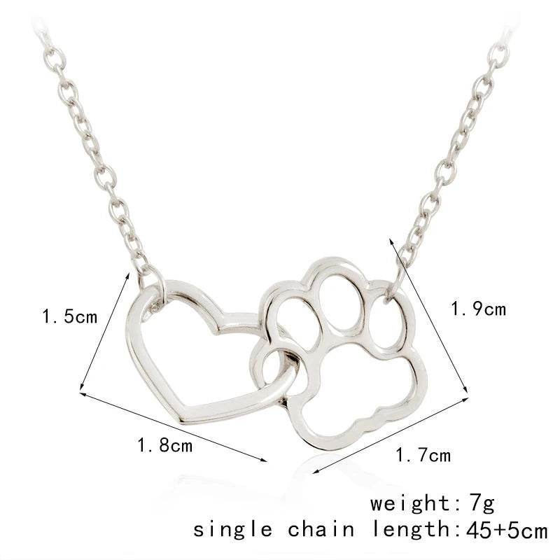 Heart & Dog Paw Charm Necklace Puppy Foot Print Lover Pet Jewelry Best Gifts for Women - The Max & Rex Collection