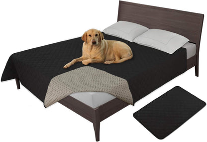Easy-Going 100% Waterproof Dog Bed Cover Washable Couch Cover Non-Slip Sofa Cover Leakproof Blanket Furniture Protector Cover Reusable Incontinence Bed Underpads for Pets Kids Dog Cat(68X82 In,Gray)