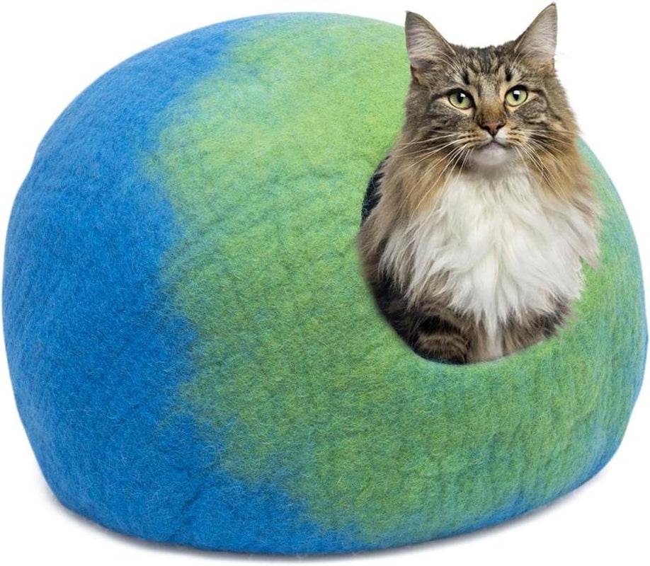 Premium Merino Wool Cat Cave - Handcrafted Felt Cat Bed Made from 100% Pure Merino Wool in Nepal - The Max & Rex Collection
