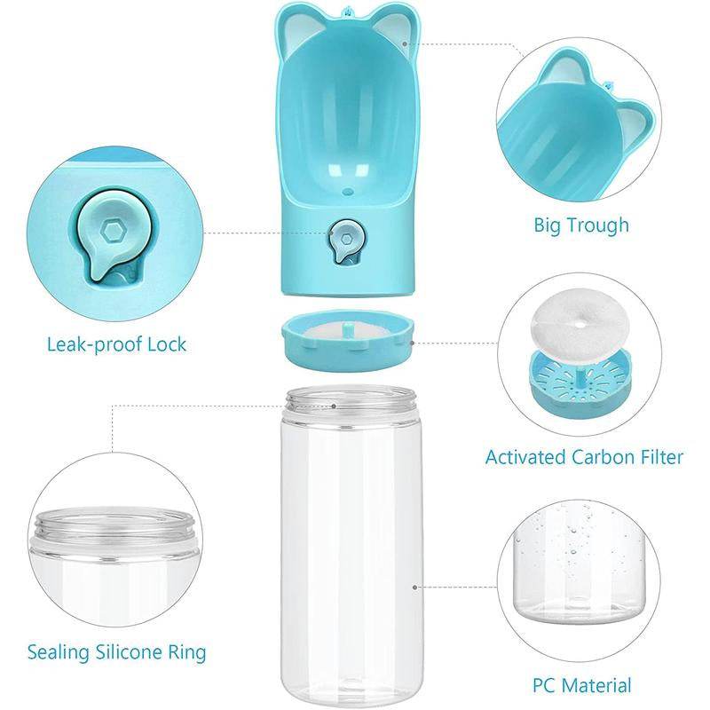Portable Dog Water Bottle with Carbon Filter - 13.5oz Leak-Proof Pet Travel Water Dispenser | Lightweight Walking & Hiking Bottle - The Max & Rex Collection