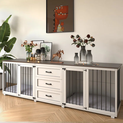 Furniture Style Wooden Dog Crate with 3 Drawers