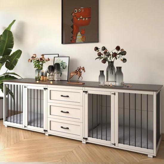 Furniture Style Wooden Dog Crate with 3 Drawers