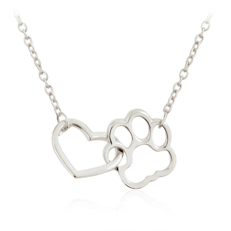 Heart & Dog Paw Charm Necklace Puppy Foot Print Lover Pet Jewelry Best Gifts for Women - The Max & Rex Collection