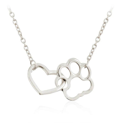 Heart & Dog Paw Charm Necklace Puppy Foot Print Lover Pet Jewelry Best Gifts for Women - The Max & Rex Collection
