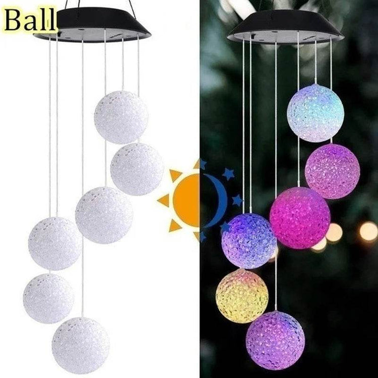 Solar Garden Wind Chime – LED Color-Changing Lights with Crystal Ball & Hummingbird Design - The Max & Rex Collection