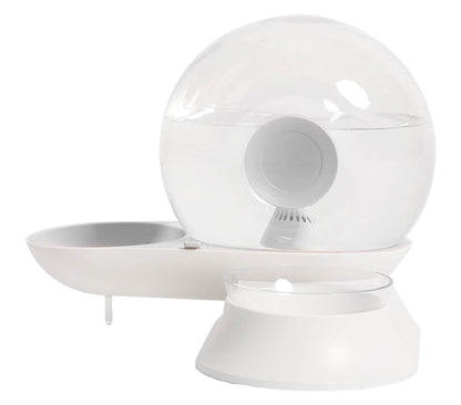 Auto-Myst Automatic Gravity Pet Water Dispenser - 2-in-1 Filtered Water & Food Bowl System with 2.8L Capacity - The Max & Rex Collection