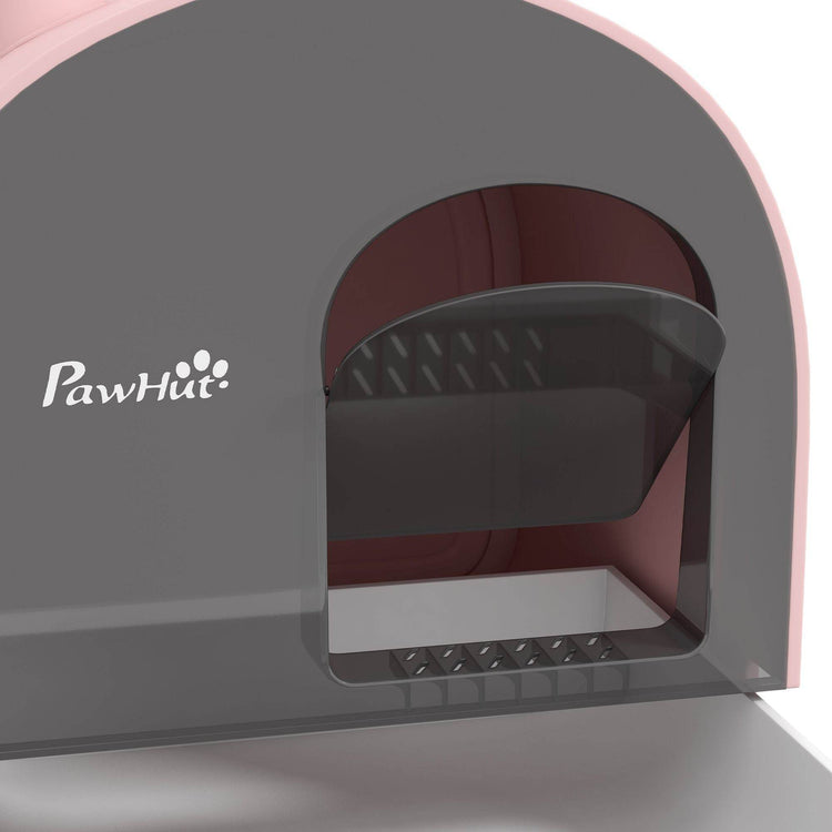 Pink Covered Cat Litter Box with Odor Filter - Complete Privacy Kit with Tray, Scoop & Mat | Compact Hooded Litter House - The Max & Rex Collection