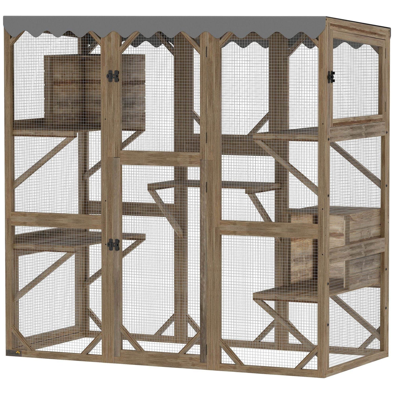 Large Outdoor Cat Enclosure with Window Access - 5-Level Catio with Waterproof Roof & Multiple Resting Houses for 2-3 Cats - The Max & Rex Collection