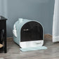 Covered Cat Litter Box with Odor Filter - Complete Privacy Kit with Tray, Scoop & Mat | Green Hooded Litter House - The Max & Rex Collection