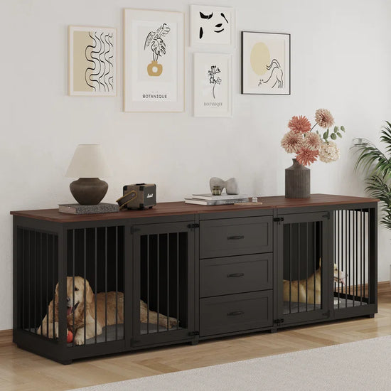 Furniture Style Wooden Dog Crate with 3 Drawers