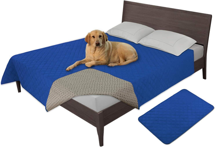 Easy-Going 100% Waterproof Dog Bed Cover Washable Couch Cover Non-Slip Sofa Cover Leakproof Blanket Furniture Protector Cover Reusable Incontinence Bed Underpads for Pets Kids Dog Cat(68X82 In,Gray)
