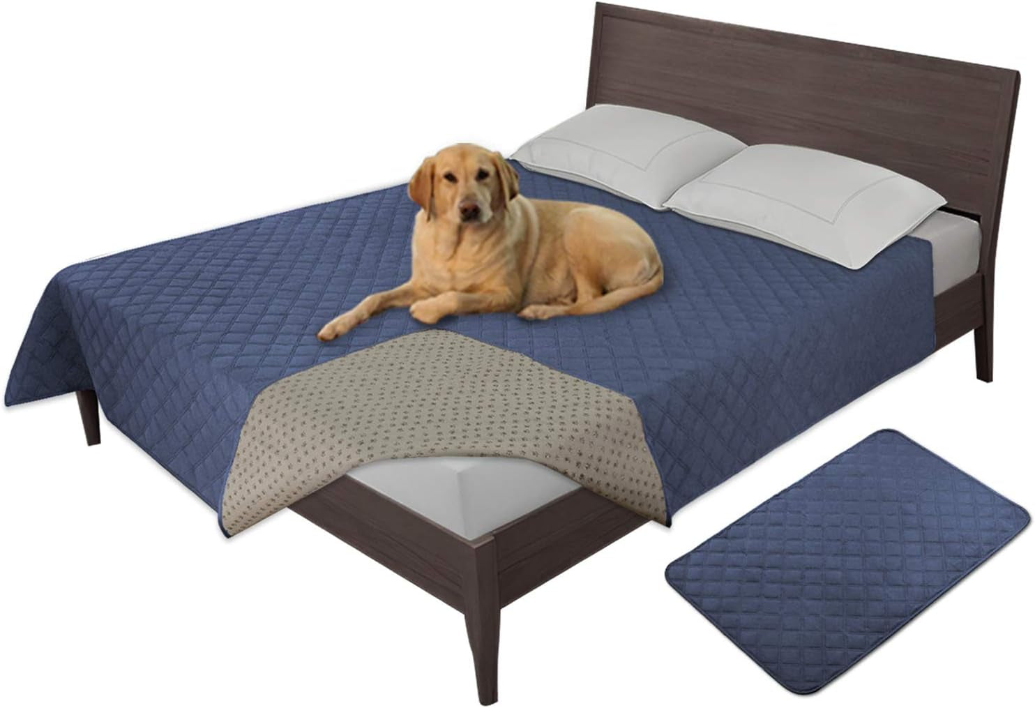 Easy-Going 100% Waterproof Dog Bed Cover Washable Couch Cover Non-Slip Sofa Cover Leakproof Blanket Furniture Protector Cover Reusable Incontinence Bed Underpads for Pets Kids Dog Cat(68X82 In,Gray)
