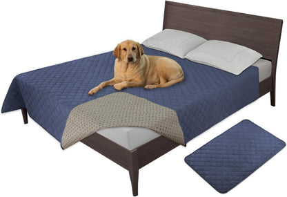 Easy-Going 100% Waterproof Dog Bed Cover Washable Couch Cover Non-Slip Sofa Cover Leakproof Blanket Furniture Protector Cover Reusable Incontinence Bed Underpads for Pets Kids Dog Cat(68X82 In,Gray)