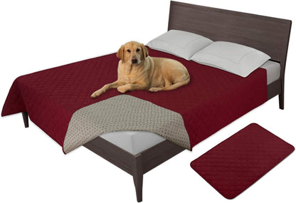 Easy-Going 100% Waterproof Dog Bed Cover Washable Couch Cover Non-Slip Sofa Cover Leakproof Blanket Furniture Protector Cover Reusable Incontinence Bed Underpads for Pets Kids Dog Cat(68X82 In,Gray)