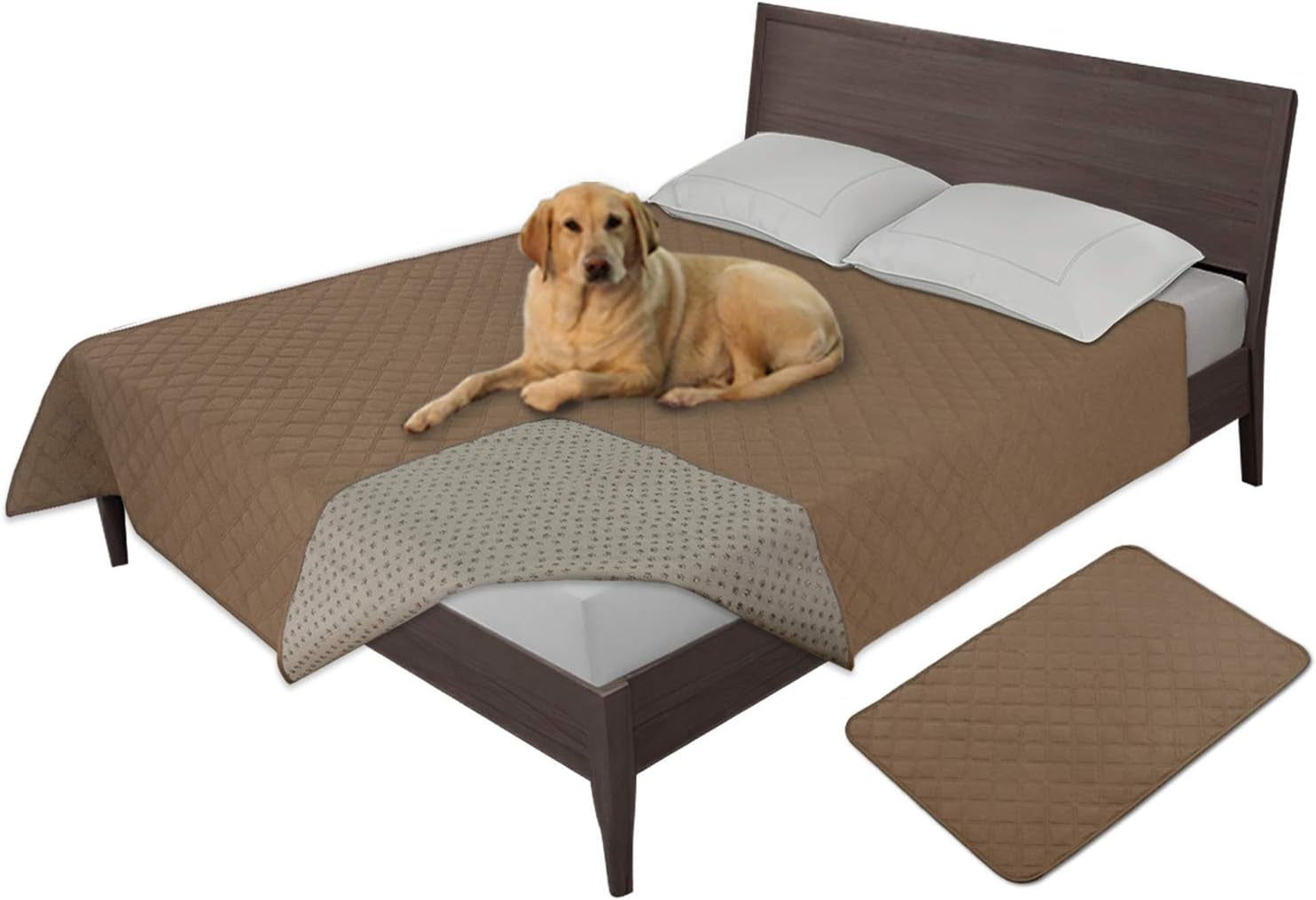Easy-Going 100% Waterproof Dog Bed Cover Washable Couch Cover Non-Slip Sofa Cover Leakproof Blanket Furniture Protector Cover Reusable Incontinence Bed Underpads for Pets Kids Dog Cat(68X82 In,Gray)