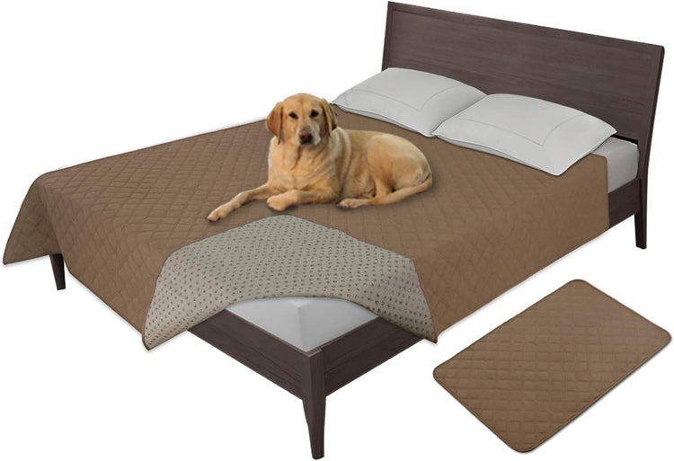 Easy-Going 100% Waterproof Dog Bed Cover Washable Couch Cover Non-Slip Sofa Cover Leakproof Blanket Furniture Protector Cover Reusable Incontinence Bed Underpads for Pets Kids Dog Cat(68X82 In,Gray)
